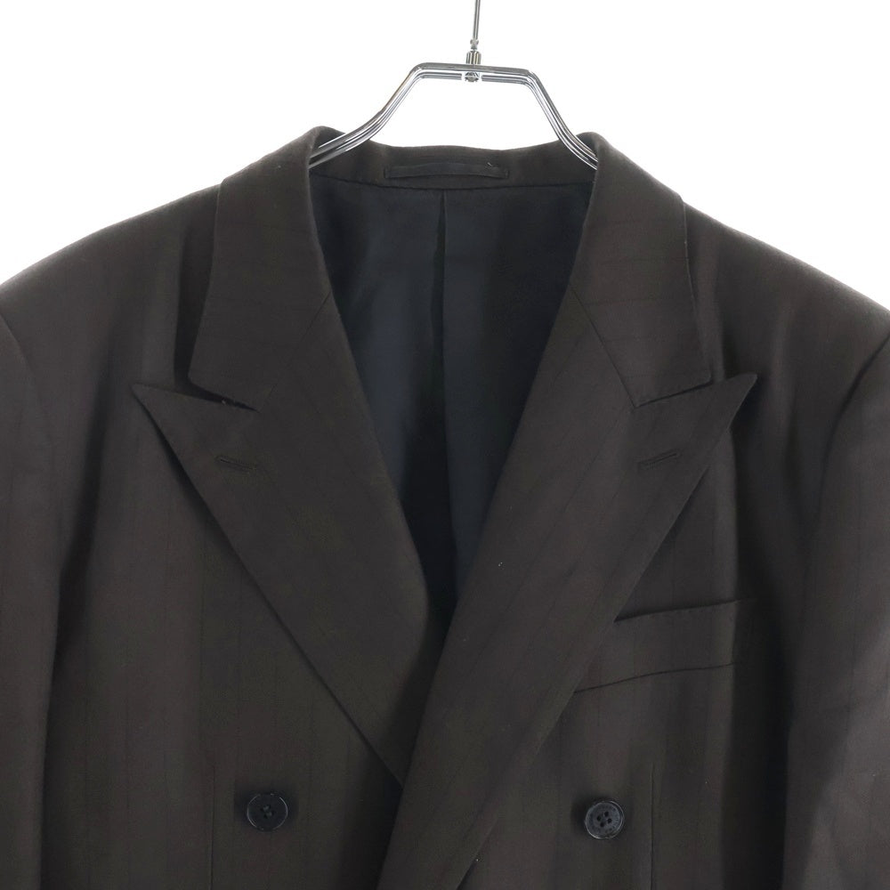 LITTLEBIG(リトルビッグ) 22AW Striped Fly Front Jacket ストライプフライフロントジャケット テーラードジャケット ブラウン LB223-JK04