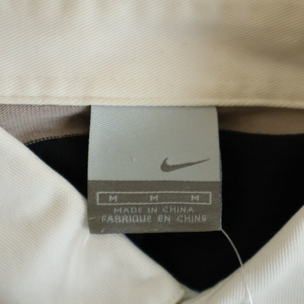 NIKE(ナイキ) ラガーシャツ 刺繍ロゴ ボーダー 長袖ポロシャツ ブラック/グレー