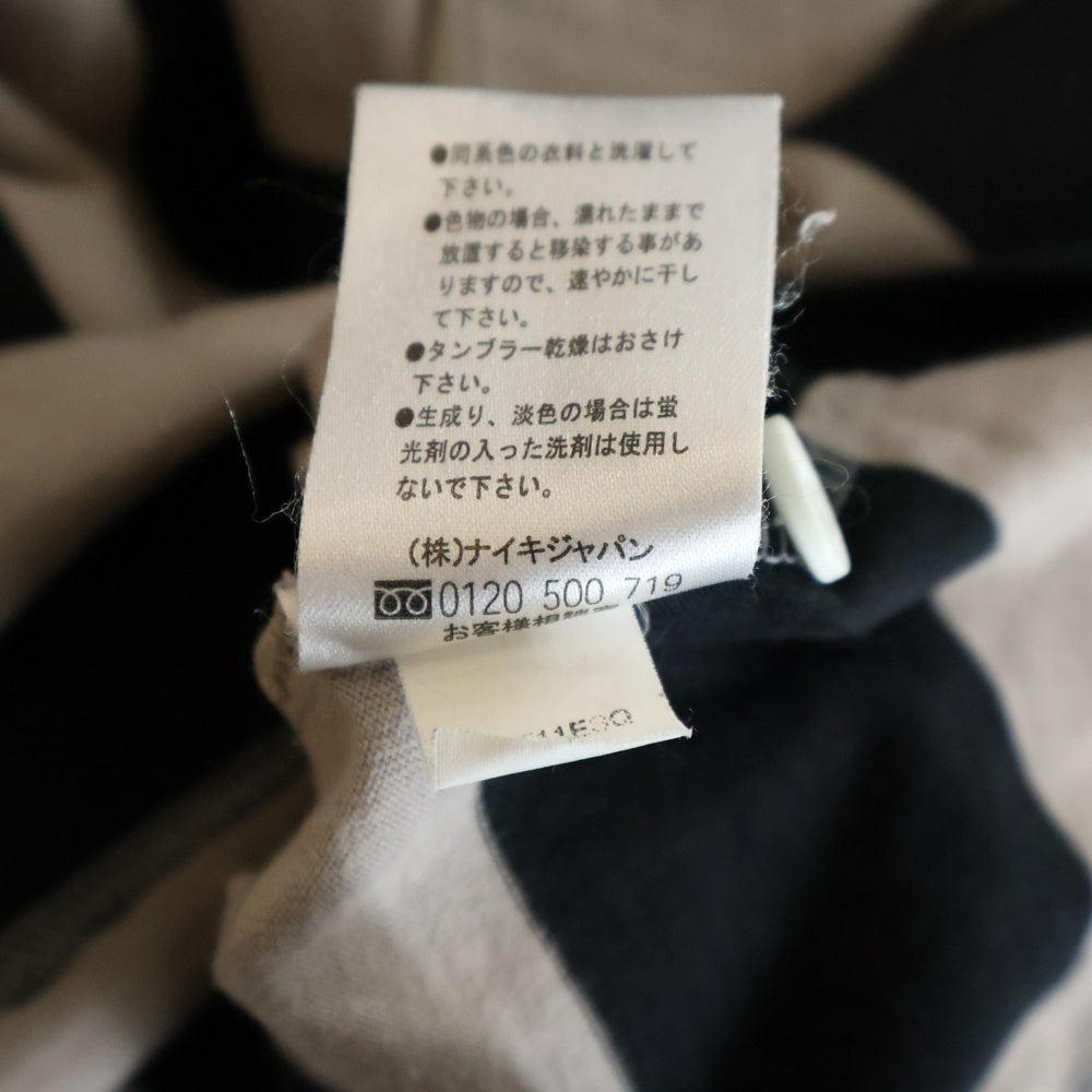 NIKE(ナイキ) ラガーシャツ 刺繍ロゴ ボーダー 長袖ポロシャツ ブラック/グレー