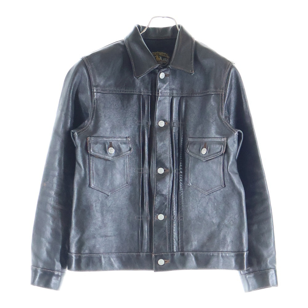 NO BRAND(ノーブランド) DOUBLE HELIX(ダブルヘリックス) 茶芯ホースハイド 馬革 レザージャケット 2nd セカンドモデル レザージャケット ブラック