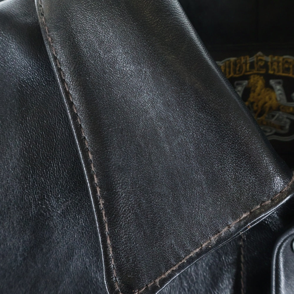 NO BRAND(ノーブランド) DOUBLE HELIX(ダブルヘリックス) 茶芯ホースハイド 馬革 レザージャケット 2nd セカンドモデル レザージャケット ブラック