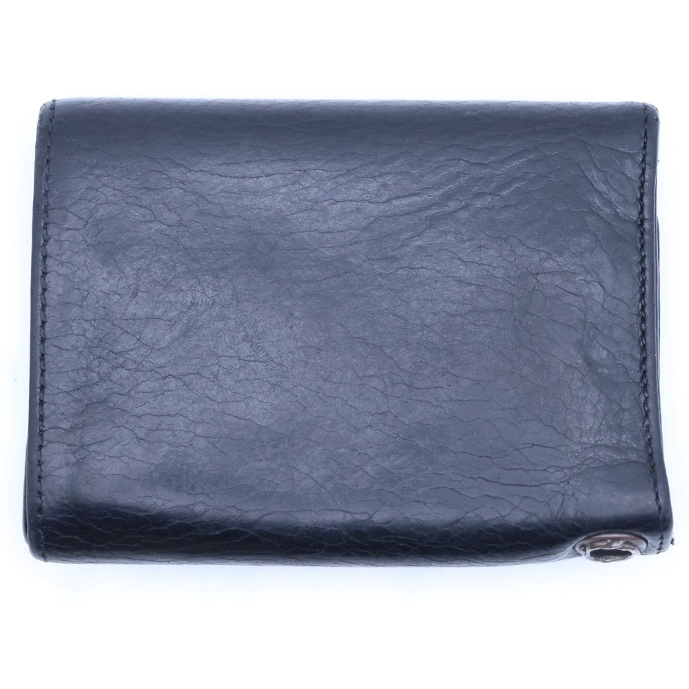 CHROME HEARTS(クロムハーツ) 3FOLD 3フォールド クロスボールボタン レザーウォレット 財布 ブラック BCA364
