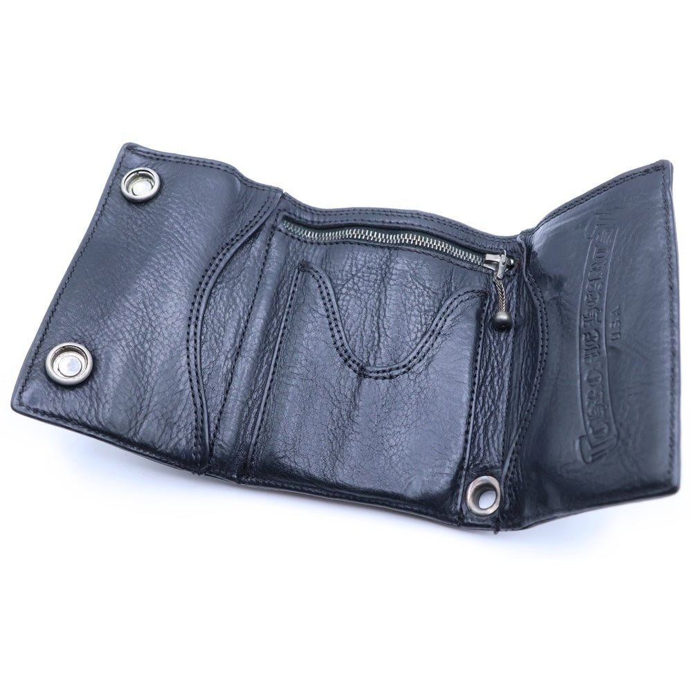 CHROME HEARTS(クロムハーツ) 3FOLD 3フォールド クロスボールボタン レザーウォレット 財布 ブラック BCA364