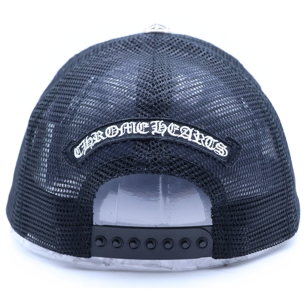 CHROME HEARTS(クロムハーツ) TRUCKER CAP トラッカーキャップ 3セメタリーハラコレザーパッチメッシュキャップ帽子 ホワイト/ブラック