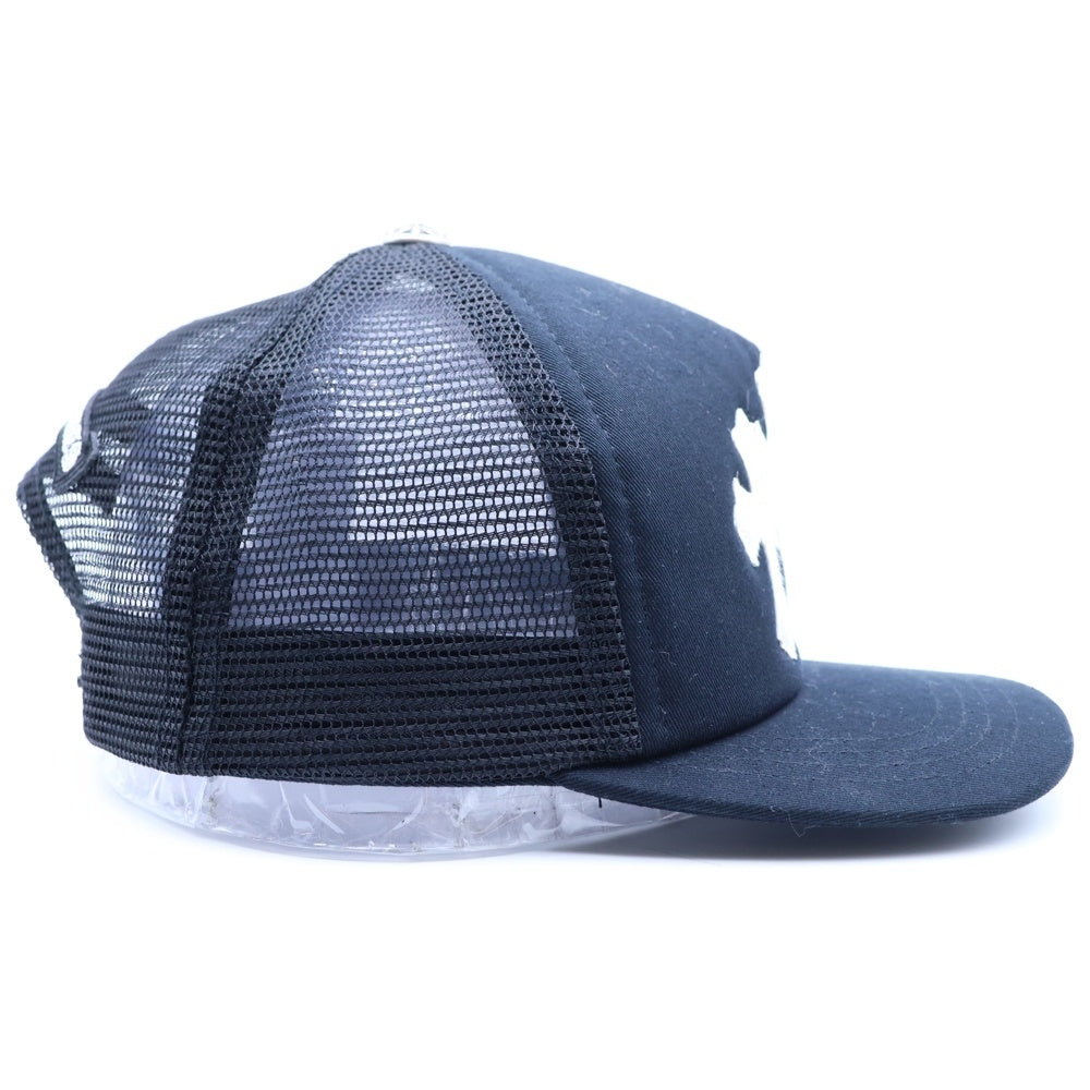 CHROME HEARTS(クロムハーツ) TRUCKER CAP トラッカーキャップ 3セメタリーハラコレザーパッチメッシュキャップ帽子 ホワイト/ブラック
