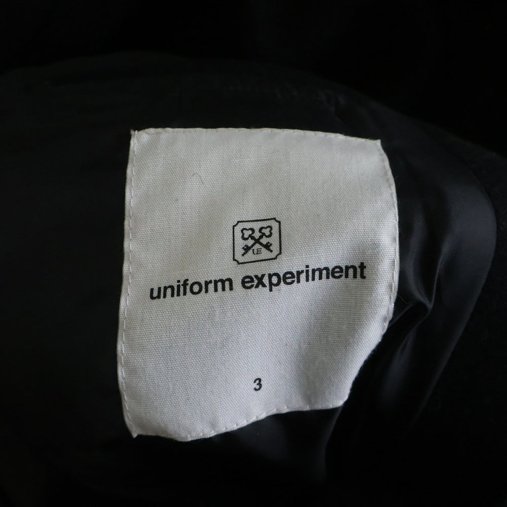 UNIFORM EXPERIMENT(ユニフォームエクスペリメント) 袖レザー ウール 切替 ライダースジャケット ブラック UE-134024