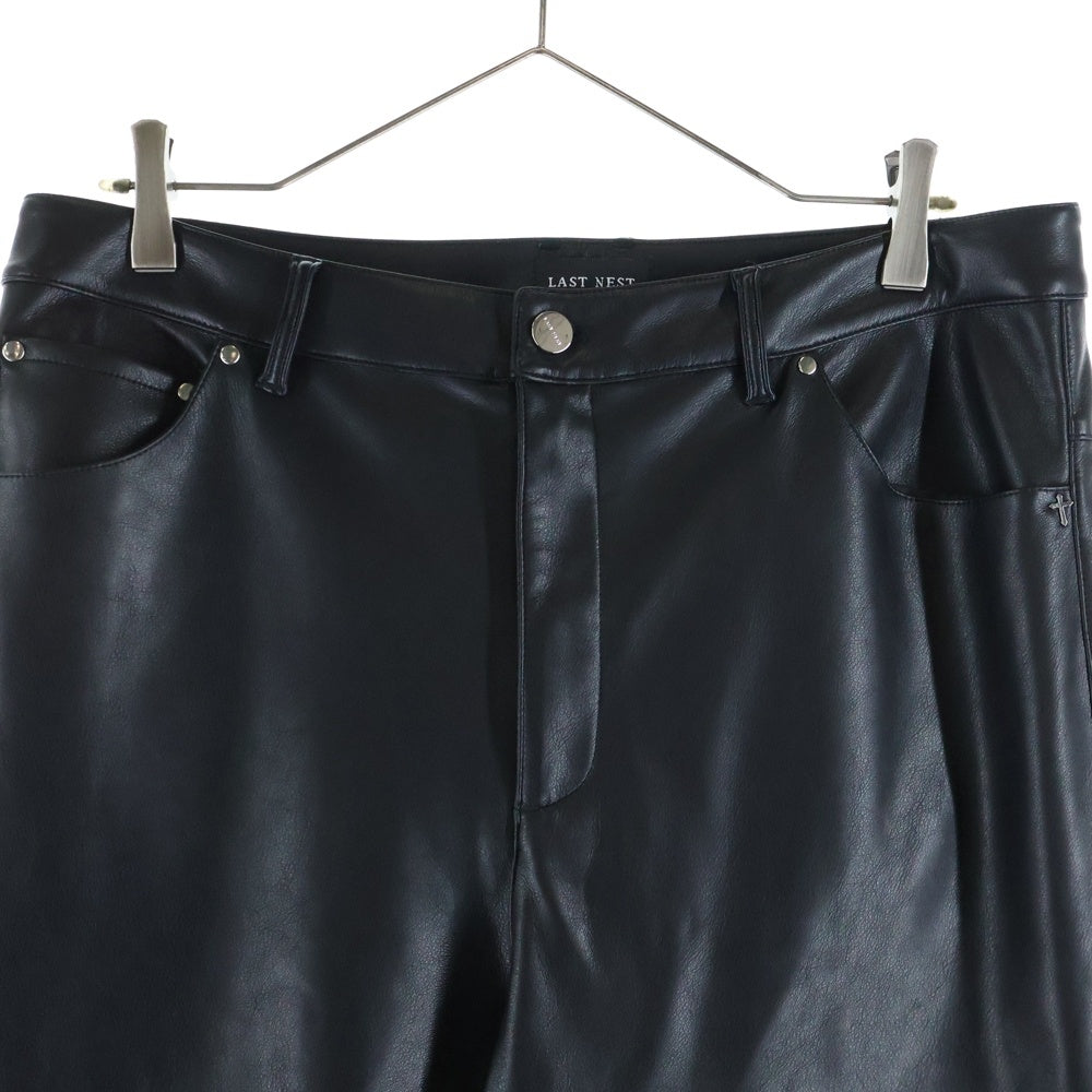 LAST NEST(ラスト ネスト) 25SS LEATHER SLIM TROUSER フェイクレザーパンツ ブラック