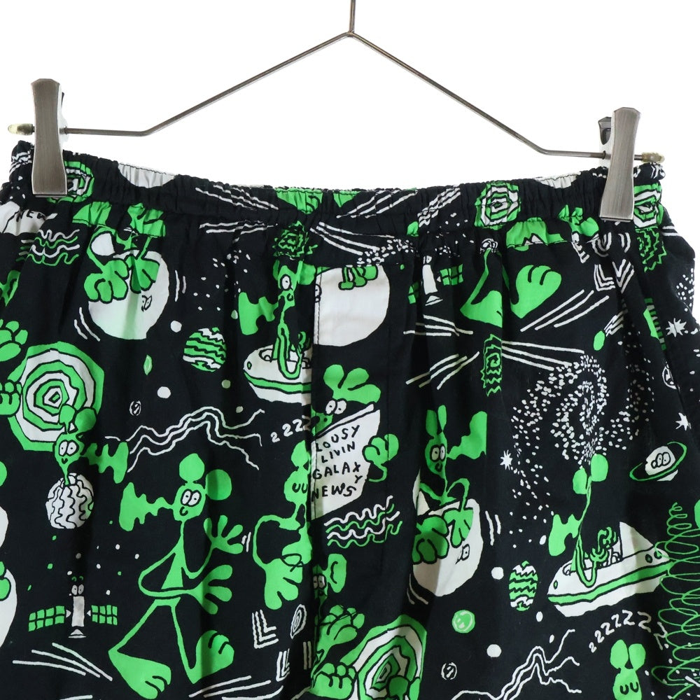 eYe COMME des GARCONS JUNYA WATANABE MAN(アイ コム デ ギャルソン ジュンヤ ワタナベ マン) 綿ブロードプリン LOUSY LIVIN Wネームショーツ ハーフパンツ ブラック/グリーン WM-P918