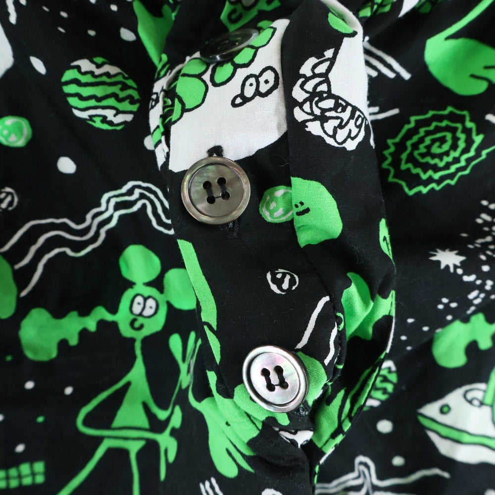 eYe COMME des GARCONS JUNYA WATANABE MAN(アイ コム デ ギャルソン ジュンヤ ワタナベ マン) 綿ブロードプリン LOUSY LIVIN Wネームショーツ ハーフパンツ ブラック/グリーン WM-P918