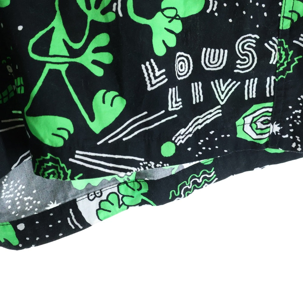 eYe COMME des GARCONS JUNYA WATANABE MAN(アイ コム デ ギャルソン ジュンヤ ワタナベ マン) 綿ブロードプリン LOUSY LIVIN Wネームショーツ ハーフパンツ ブラック/グリーン WM-P918