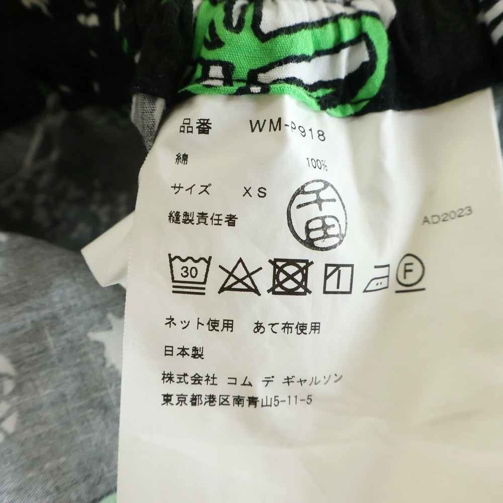 eYe COMME des GARCONS JUNYA WATANABE MAN(アイ コム デ ギャルソン ジュンヤ ワタナベ マン) 綿ブロードプリン LOUSY LIVIN Wネームショーツ ハーフパンツ ブラック/グリーン WM-P918