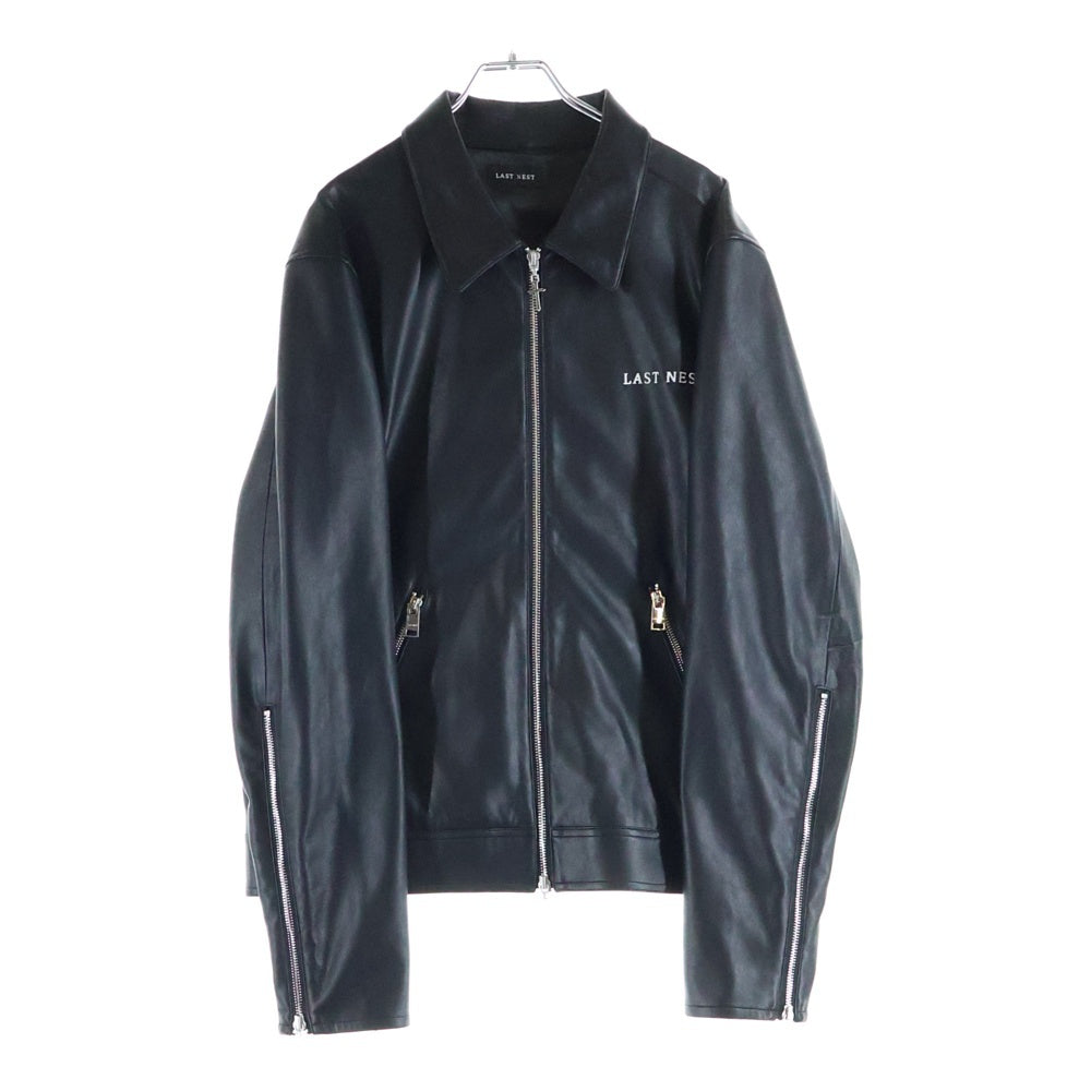 LAST NEST(ラスト ネスト) 25SS LEATHER SWING TOP フェイクレザー スウィングトップ ジップアップジャケット ブラック
