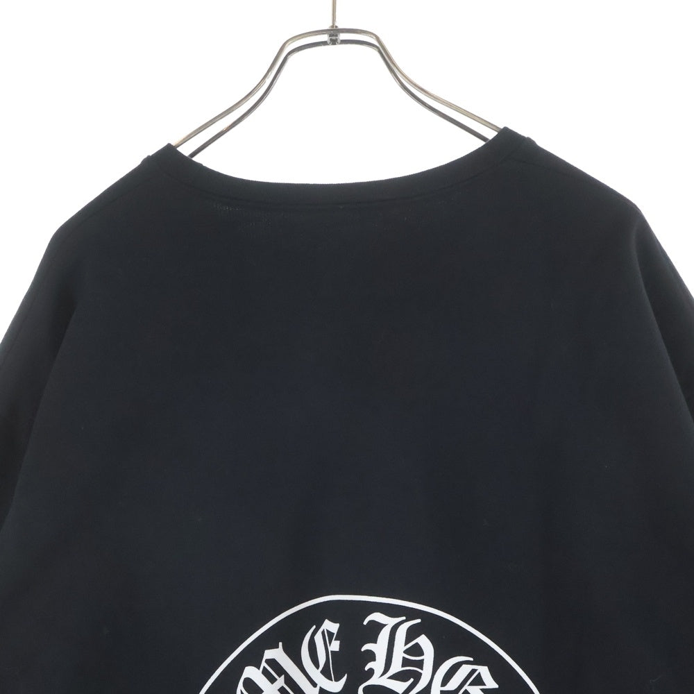 CHROME HEARTS(クロムハーツ) Horseshoe Crewneck Sweatshirt ホースシュープリント 袖フローラル クルーネックスウェットトレーナー ブラック