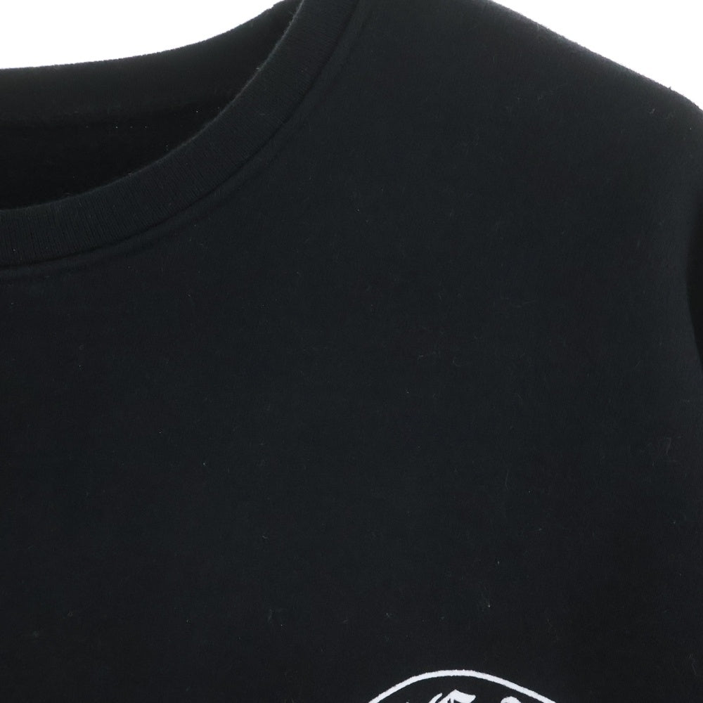 CHROME HEARTS(クロムハーツ) Horseshoe Crewneck Sweatshirt ホースシュープリント 袖フローラル クルーネックスウェットトレーナー ブラック