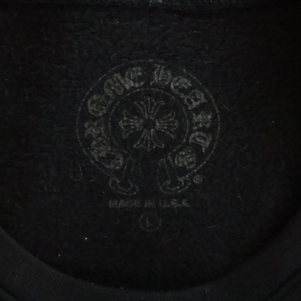CHROME HEARTS(クロムハーツ) Horseshoe Crewneck Sweatshirt ホースシュープリント 袖フローラル クルーネックスウェットトレーナー ブラック