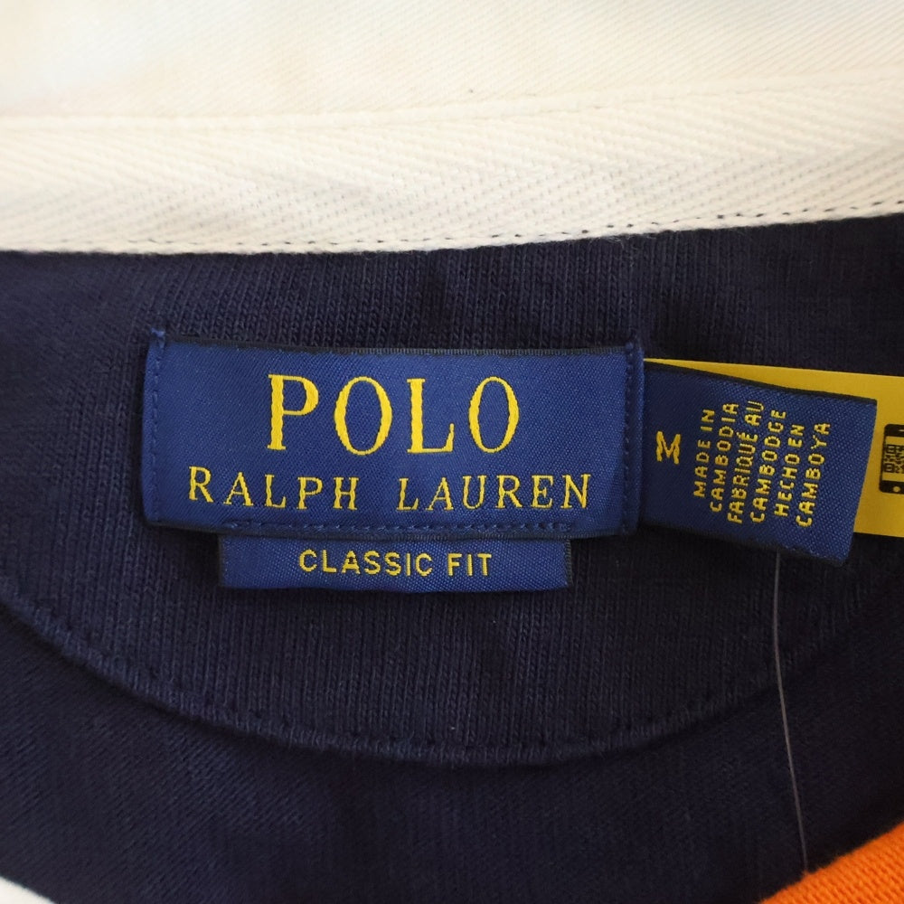 人気デザイン☆ポロラルフローレン 刺繍センターロゴ 切替 ラガーシャツ L POLO RALPH LAUREN(ポロラルフローレン) 刺繍ロゴ ラガーシャツ