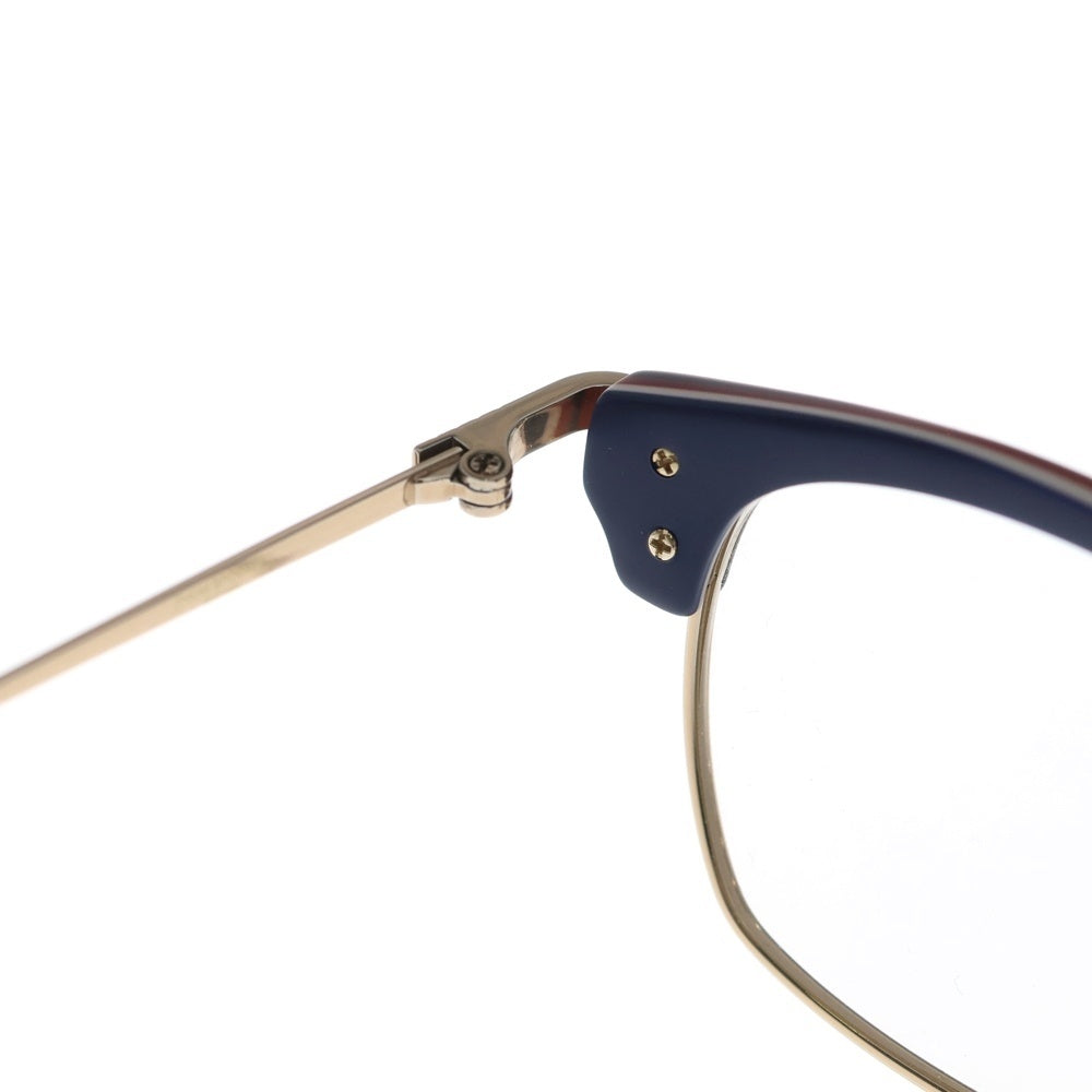 THOM BROWNE(トムブラウン) NEWYORK トリコロール コンビフレーム ウェリントン アイウェア 眼鏡 ブラック/ゴールド TB-707-A-BLK-GLD-50