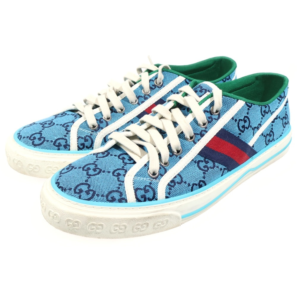 GUCCI(グッチ) TENNIS 1997 シェリーライン GG総柄 ローカットスニーカー ブルー 663657