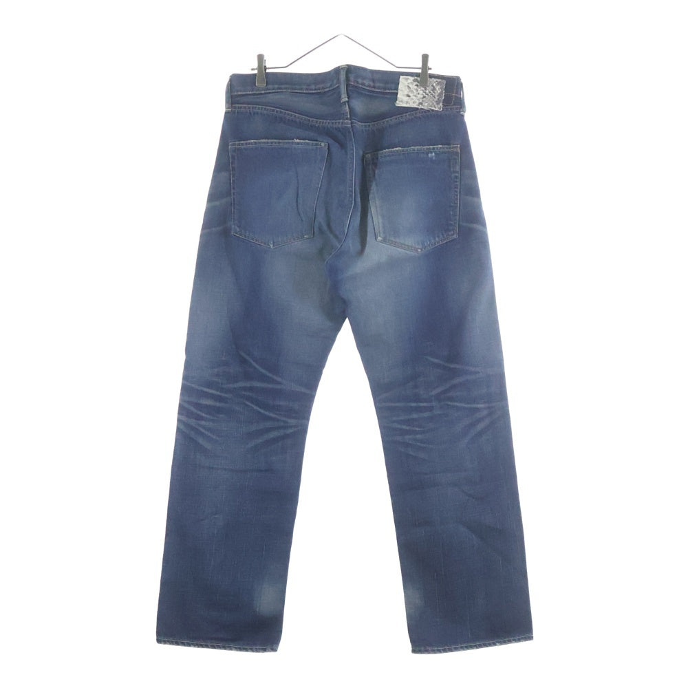 VISVIM(ヴィスヴィム) FLUXUS DENIM 01D3 パイソンパッチ フライボタン ストレートデニムパンツ インディゴ