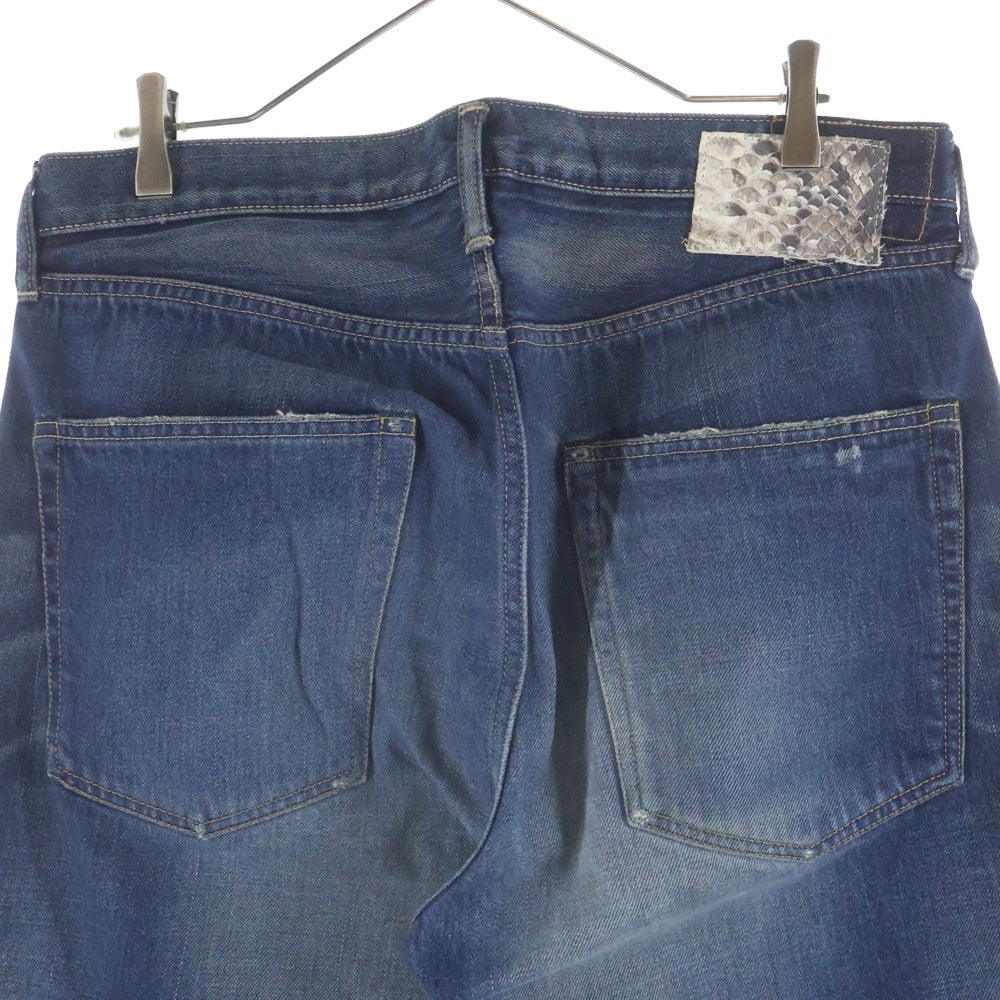 VISVIM(ヴィスヴィム) FLUXUS DENIM 01D3 パイソンパッチ フライボタン ストレートデニムパンツ インディゴ