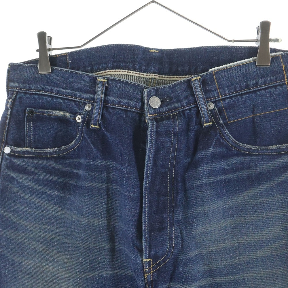 VISVIM(ヴィスヴィム) FLUXUS DENIM パイソンパッチ ボタンフライ ダメージ ストレートデニムパンツ インディゴ