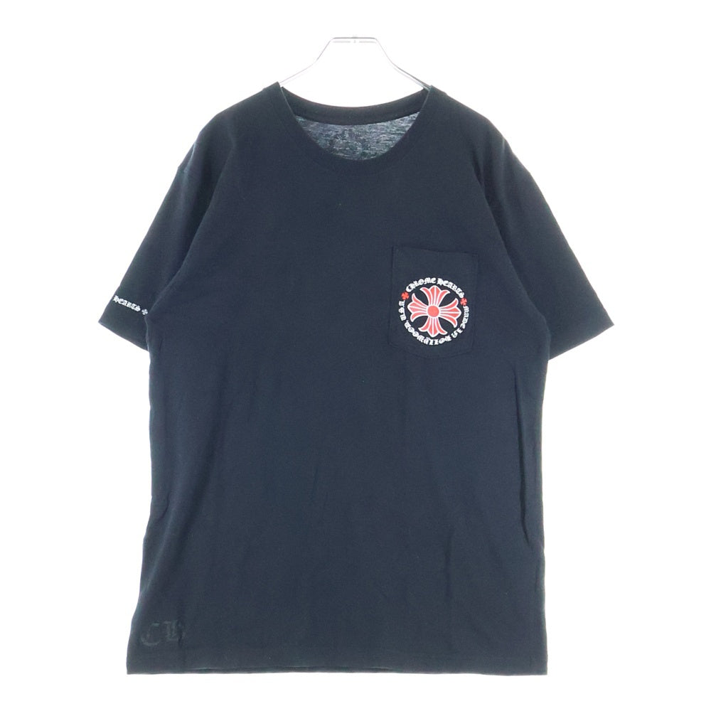 CHROME HEARTS(クロムハーツ) HOLLYWOOD LIMITED RED CH PLUS HORESESHOE TEE ハリウッド CHプリント ポケット半袖Tシャツ カットソー ブラック/レッド