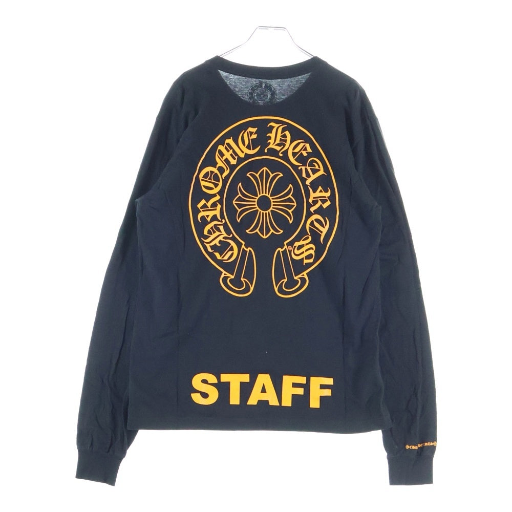 CHROME HEARTS(クロムハーツ) CH L/S TEE STAFF HORSESHOE バックホースシュープリント ポケット長袖Tシャツ カットソー ブラック/オレンジ