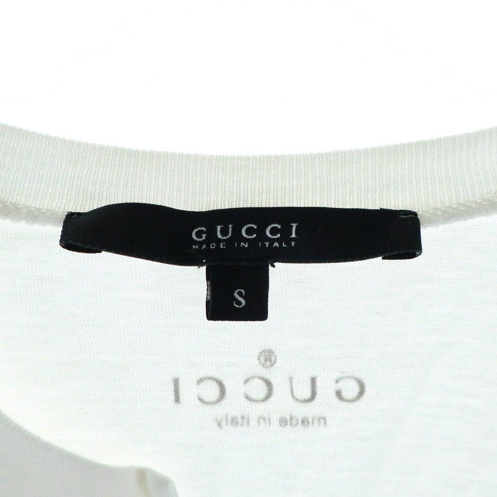 GUCCI(グッチ) キーネック 半袖Tシャツ バックロゴプリント ハーフボタン ホワイト レディース 154789 X9319