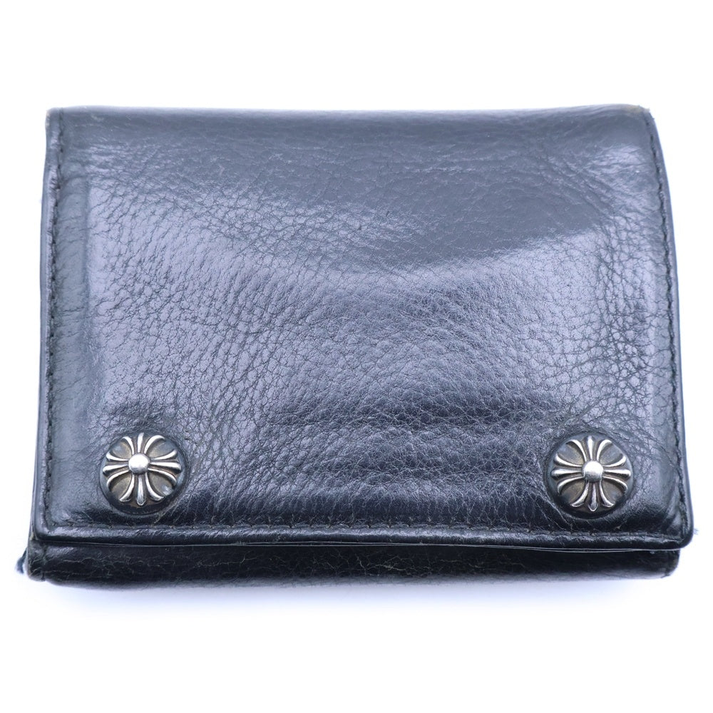 CHROME HEARTS(クロムハーツ) 3FOLD 3フォールド クロスボールボタン レザーウォレット 財布 ブラック BCA364