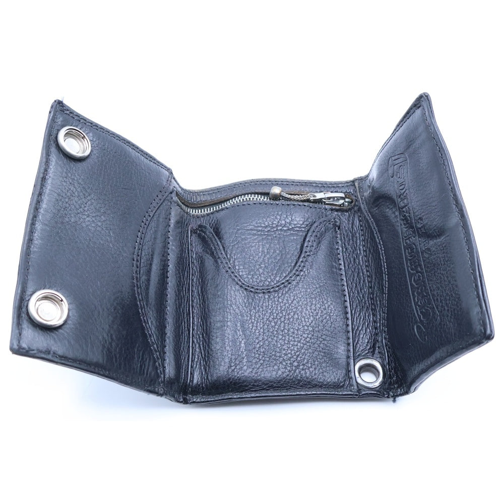 CHROME HEARTS(クロムハーツ) 3FOLD 3フォールド クロスボールボタン レザーウォレット 財布 ブラック BCA364
