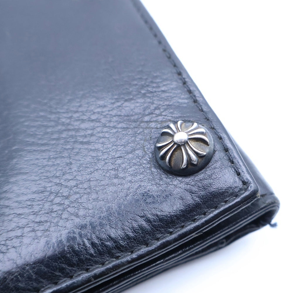 CHROME HEARTS(クロムハーツ) 3FOLD 3フォールド クロスボールボタン レザーウォレット 財布 ブラック BCA364