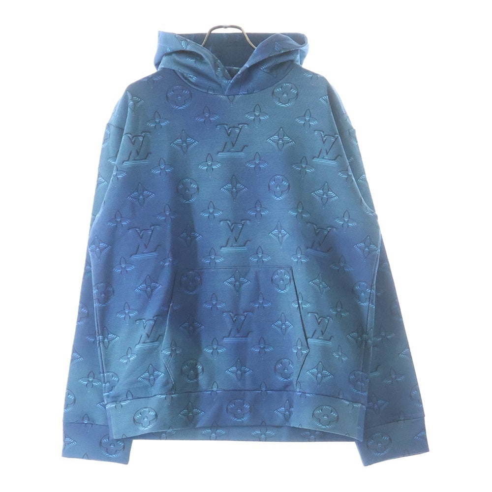 LOUIS VUITTON(ルイヴィトン) 22AW 3Dモノグラム総柄 フーディ プルオーバー スウェットパーカー ブルー RM222Q IHN HNY41W