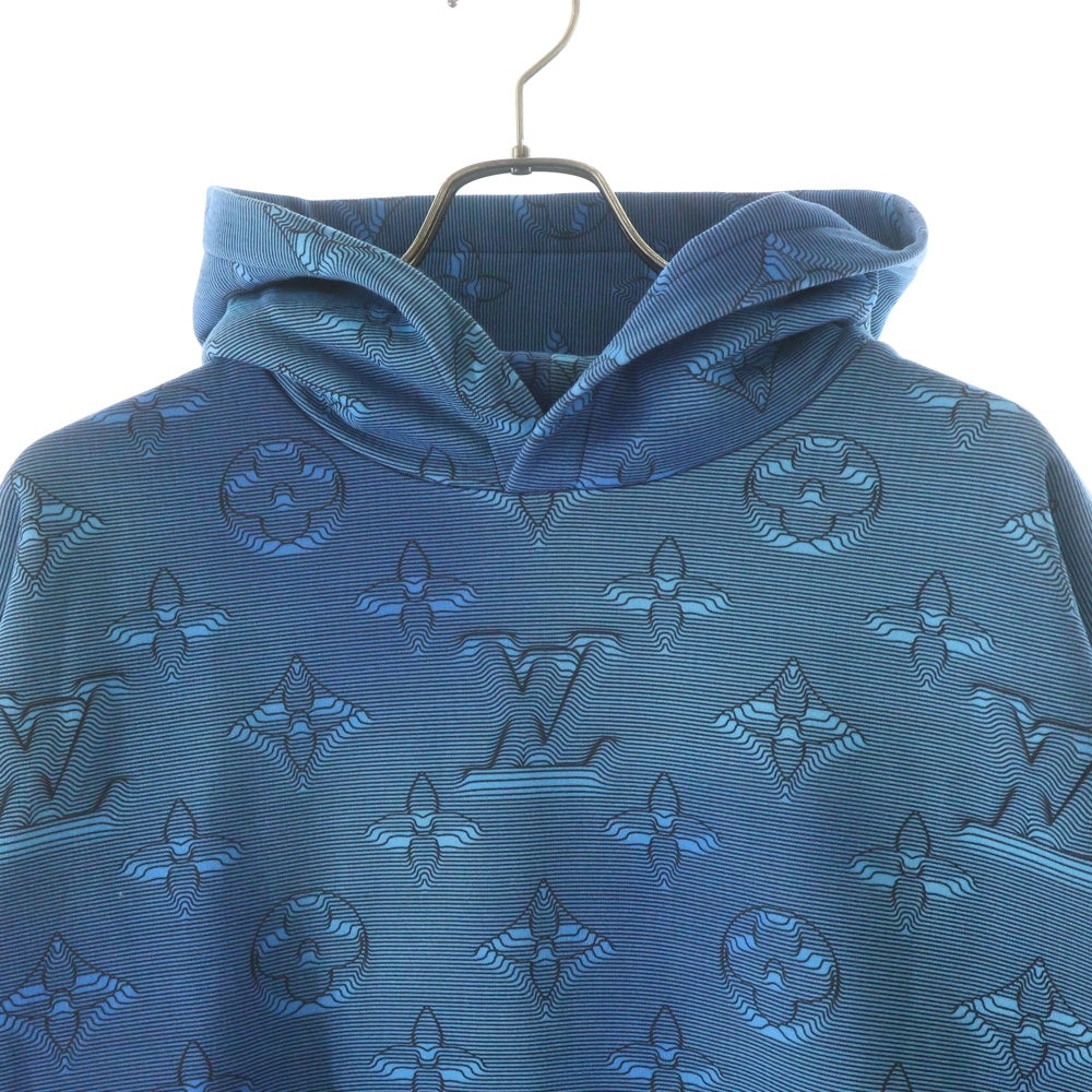 LOUIS VUITTON(ルイヴィトン) 22AW 3Dモノグラム総柄 フーディ プルオーバー スウェットパーカー ブルー RM222Q IHN HNY41W