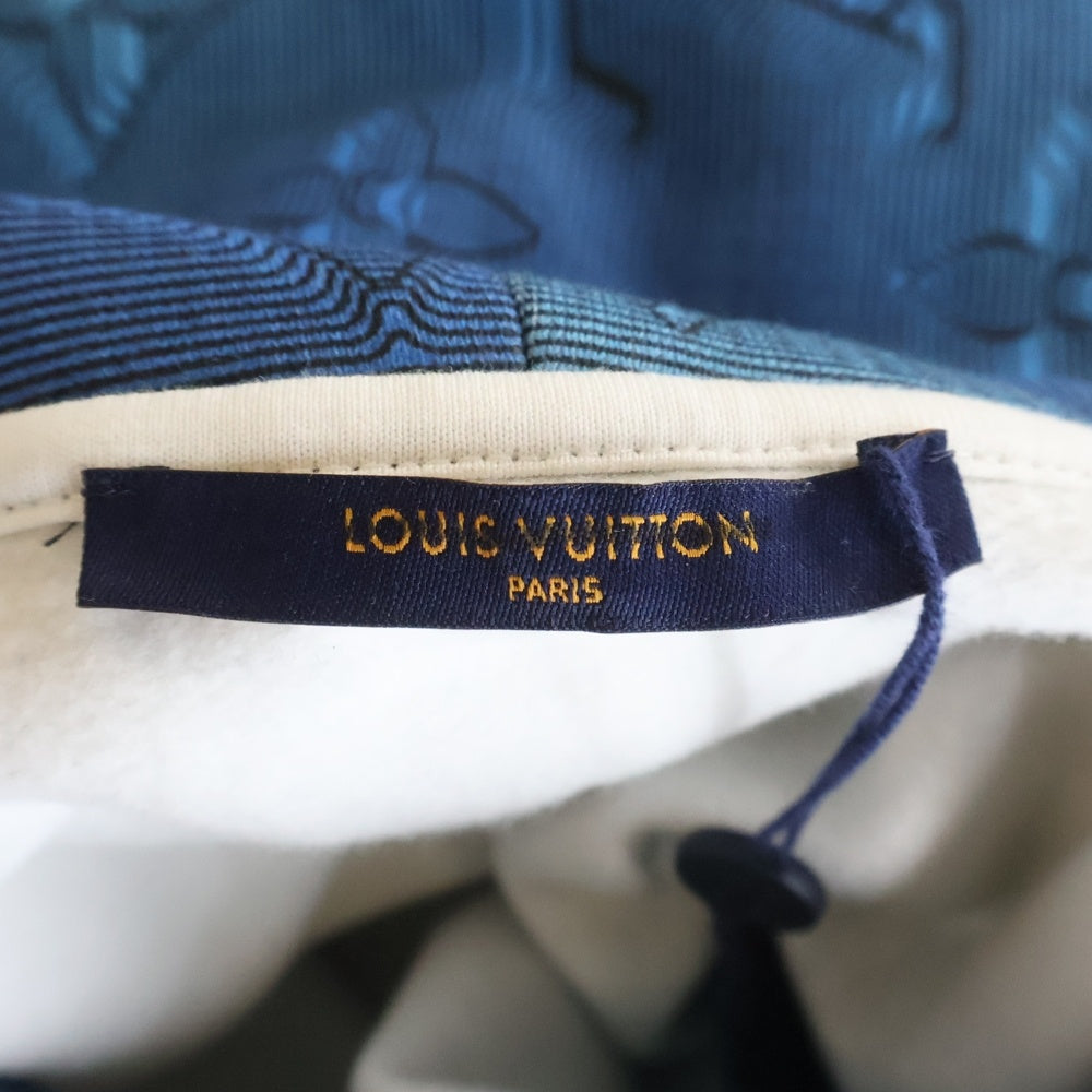 LOUIS VUITTON(ルイヴィトン) 22AW 3Dモノグラム総柄 フーディ プルオーバー スウェットパーカー ブルー RM222Q IHN HNY41W