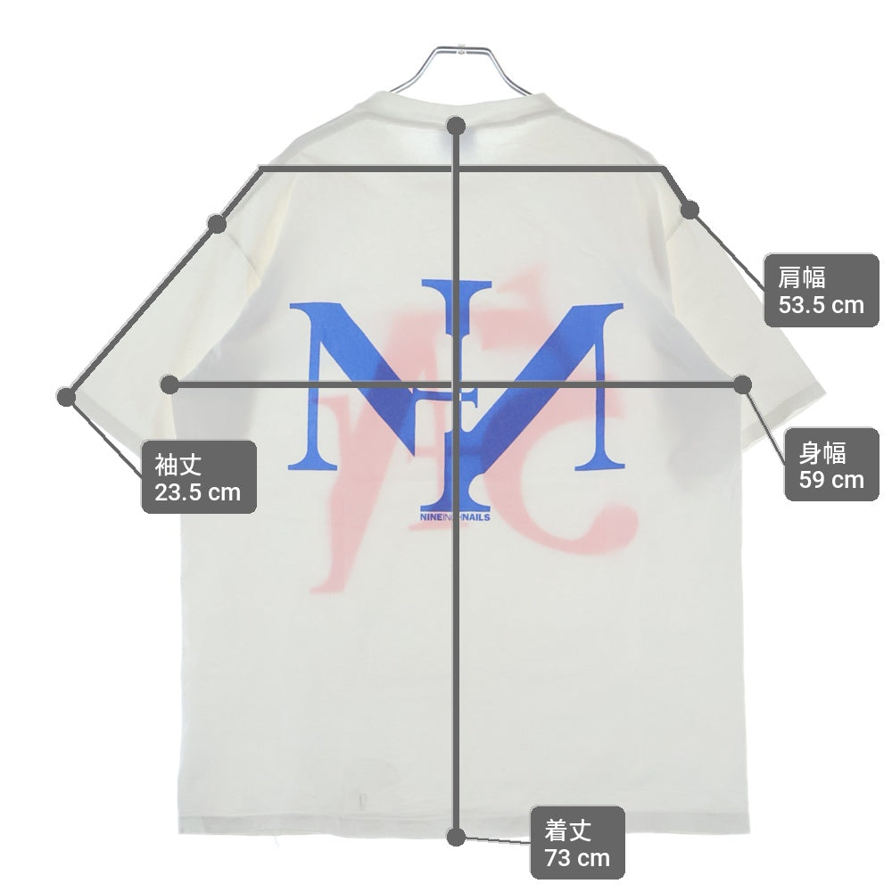 VINTAGE(ヴィンテージ) 90s VINTAGE NINE INCH NAILS SIN LOGO ナインインチネイルズ シンロゴ 両面プリント クルーネック 半袖Tシャツ カットソー ホワイト