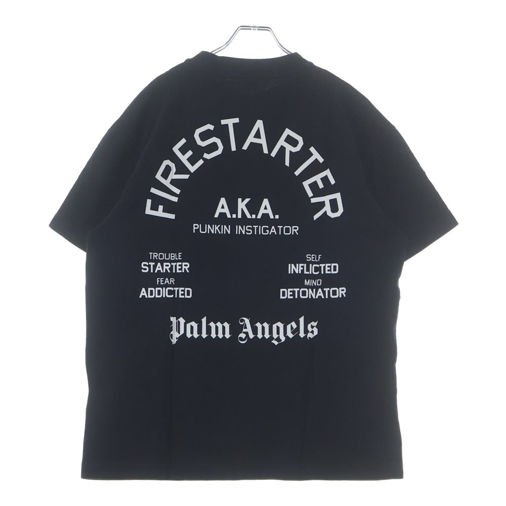 Palm Angels(パームエンジェルス) BURNING SKELETON フロントプリント 半袖Tシャツカットソー ブラック PMAA001R20413034