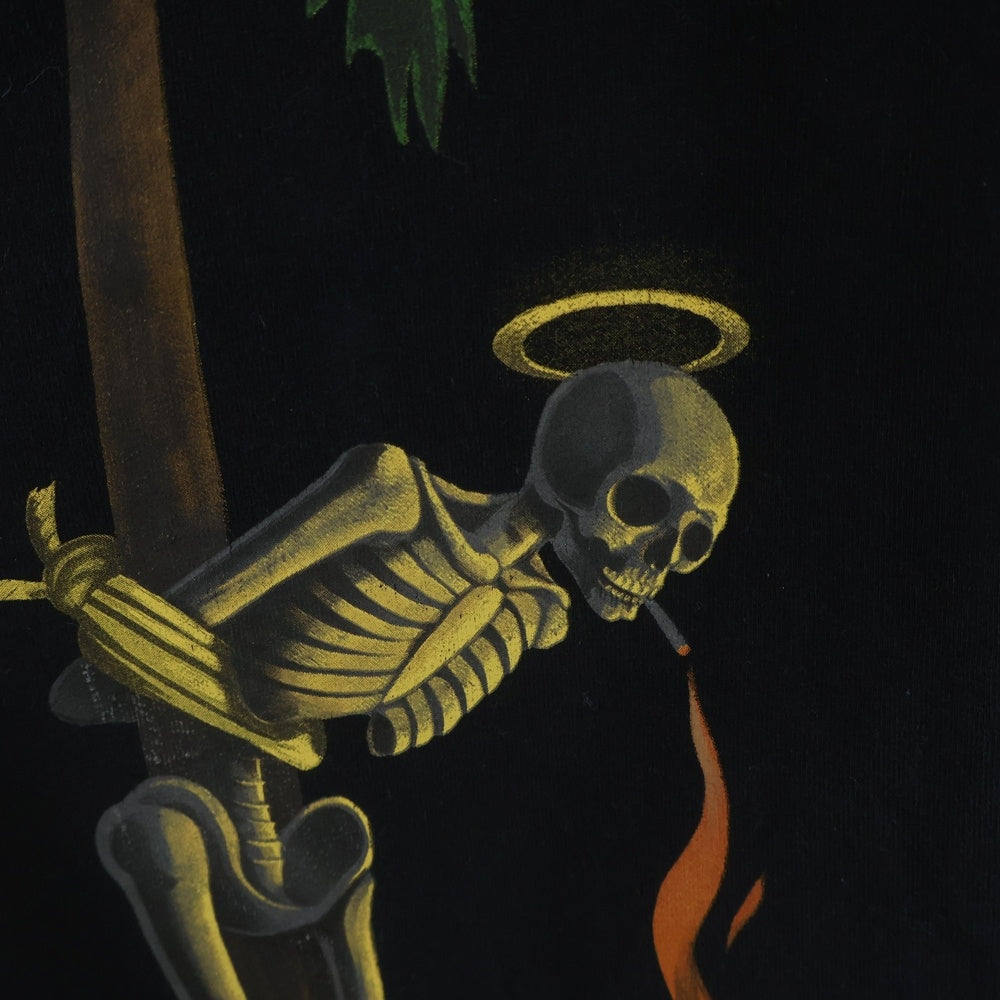 Palm Angels(パームエンジェルス) BURNING SKELETON フロントプリント 半袖Tシャツカットソー ブラック PMAA001R20413034
