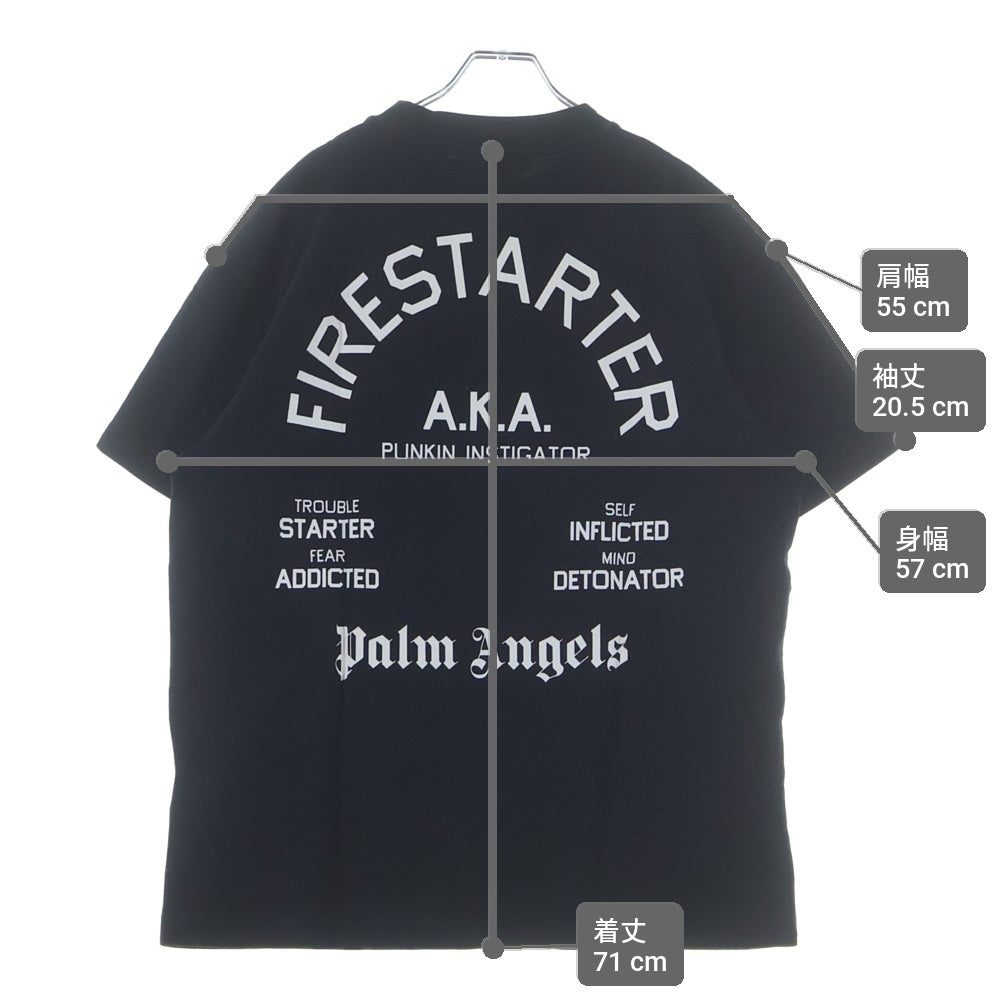 Palm Angels(パームエンジェルス) BURNING SKELETON フロントプリント 半袖Tシャツカットソー ブラック PMAA001R20413034