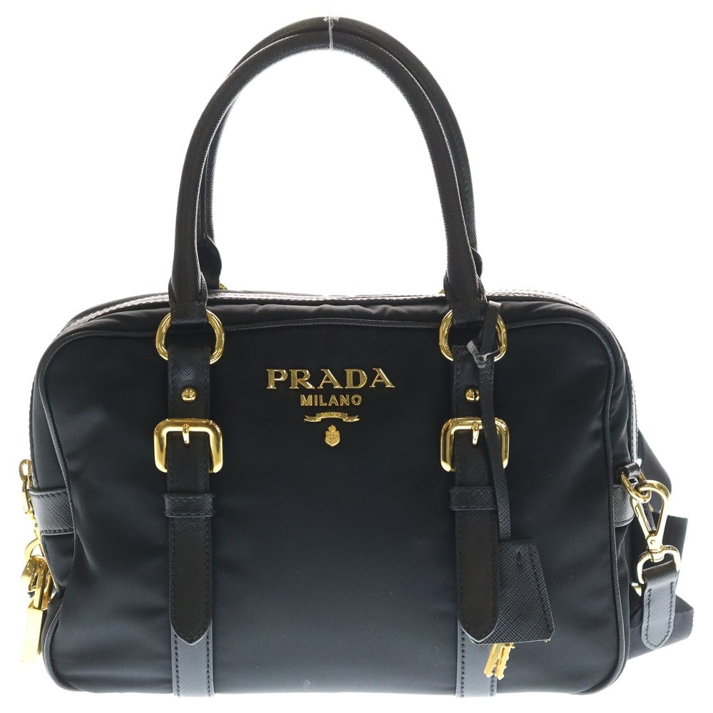 PRADA(プラダ) テスート サフィアーノ ナイロン レザー 2WAYバッグ ブラック レディース