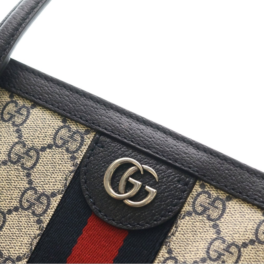 GUCCI(グッチ) GGスプリーム オフィディア PVCxレザー トートバッグ ベージュ/ネイビー 631685 レディース