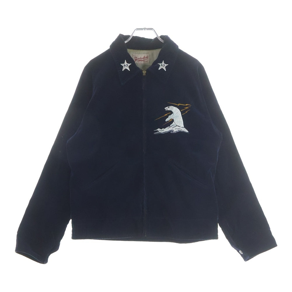 TENDERLOIN(テンダーロイン) SOUVENIR JKT ALASKA VELOURS ベロア スーヴェニア ジップアップブルゾン ネイビー
