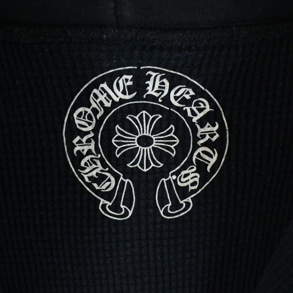 CHROME HEARTS(クロムハーツ) OLD ZIP HOODIE FUCK YOU オールド 裏地サーマル バックホースシュー ダガージップアップパーカー フーディー ブラック