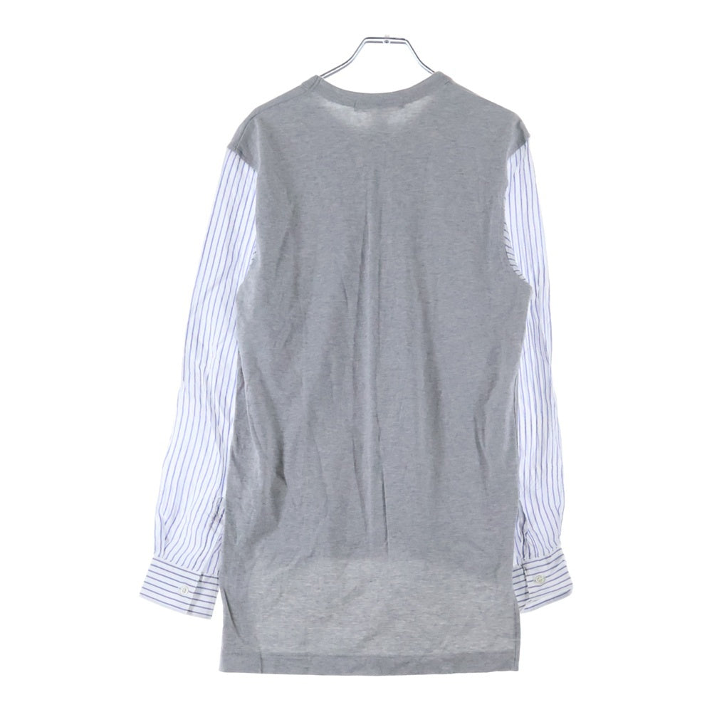 COMME des GARCONS SHIRT(コムデギャルソンシャツ) 異素材 袖切替 コットン アクリル ドッキング長袖シャツ グレー/ホワイト S27055