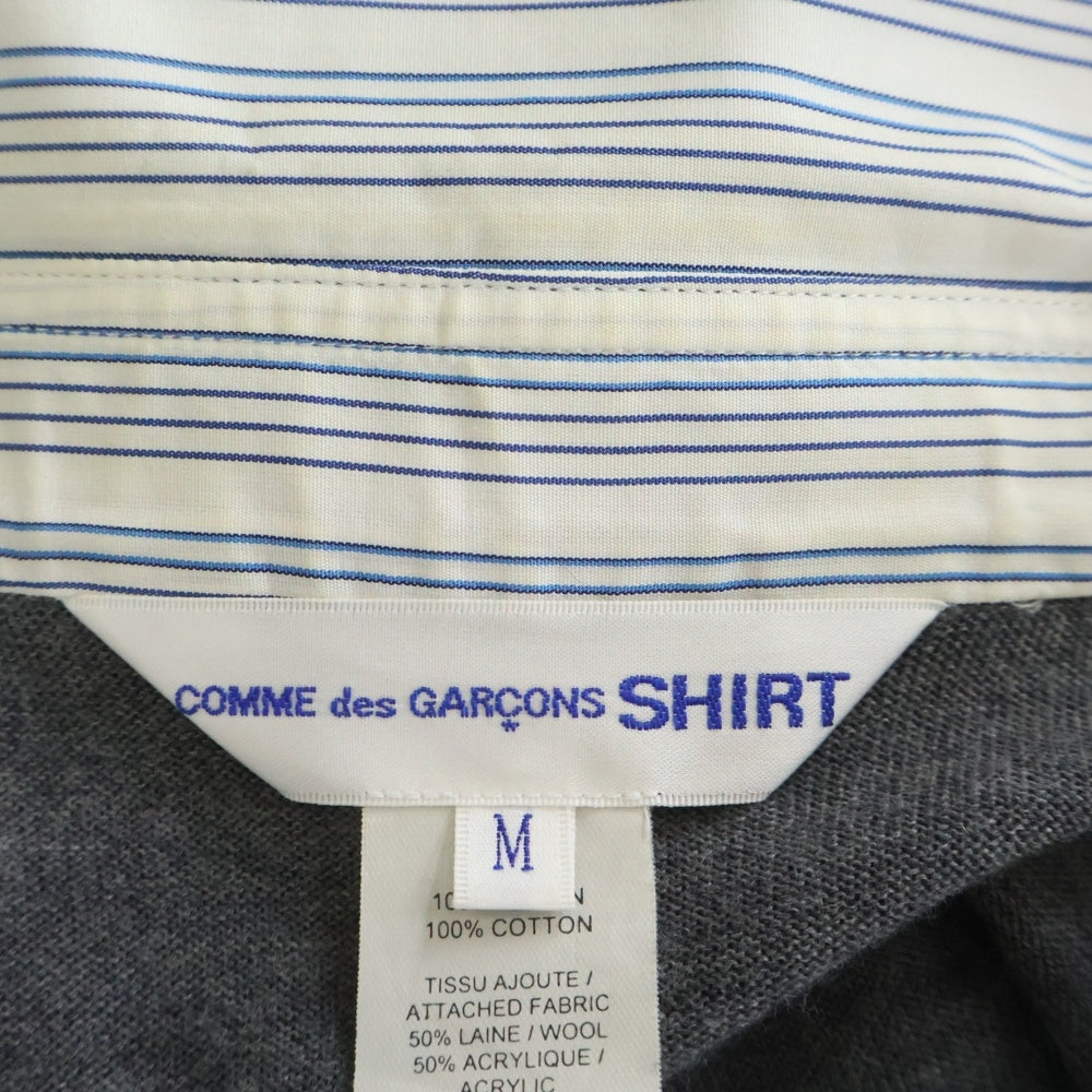 COMME des GARCONS SHIRT(コムデギャルソンシャツ) 異素材 コットン ウール ドッキング長袖シャツ ホワイト/グレー S25641
