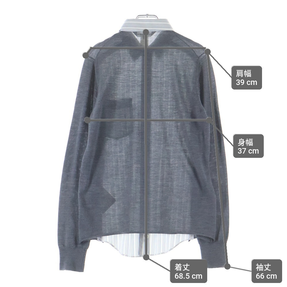COMME des GARCONS SHIRT(コムデギャルソンシャツ) 異素材 コットン ウール ドッキング長袖シャツ ホワイト/グレー S25641