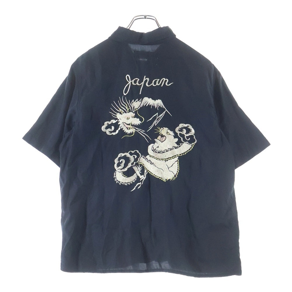 REMI RELIEF(レミ レリーフ) 25SS レーヨンフィブリルツイル 龍虎刺繍 半袖シャツ ブラック