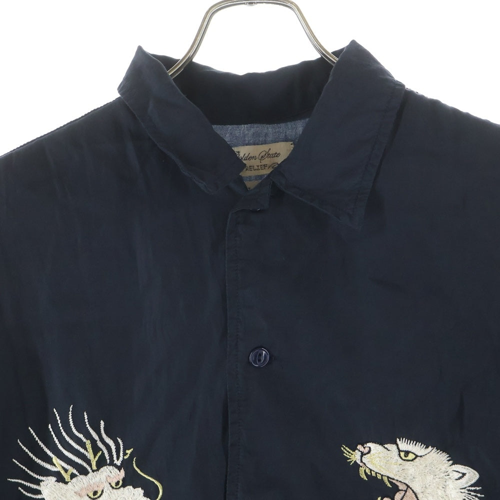 REMI RELIEF(レミ レリーフ) 25SS レーヨンフィブリルツイル 龍虎刺繍 半袖シャツ ブラック