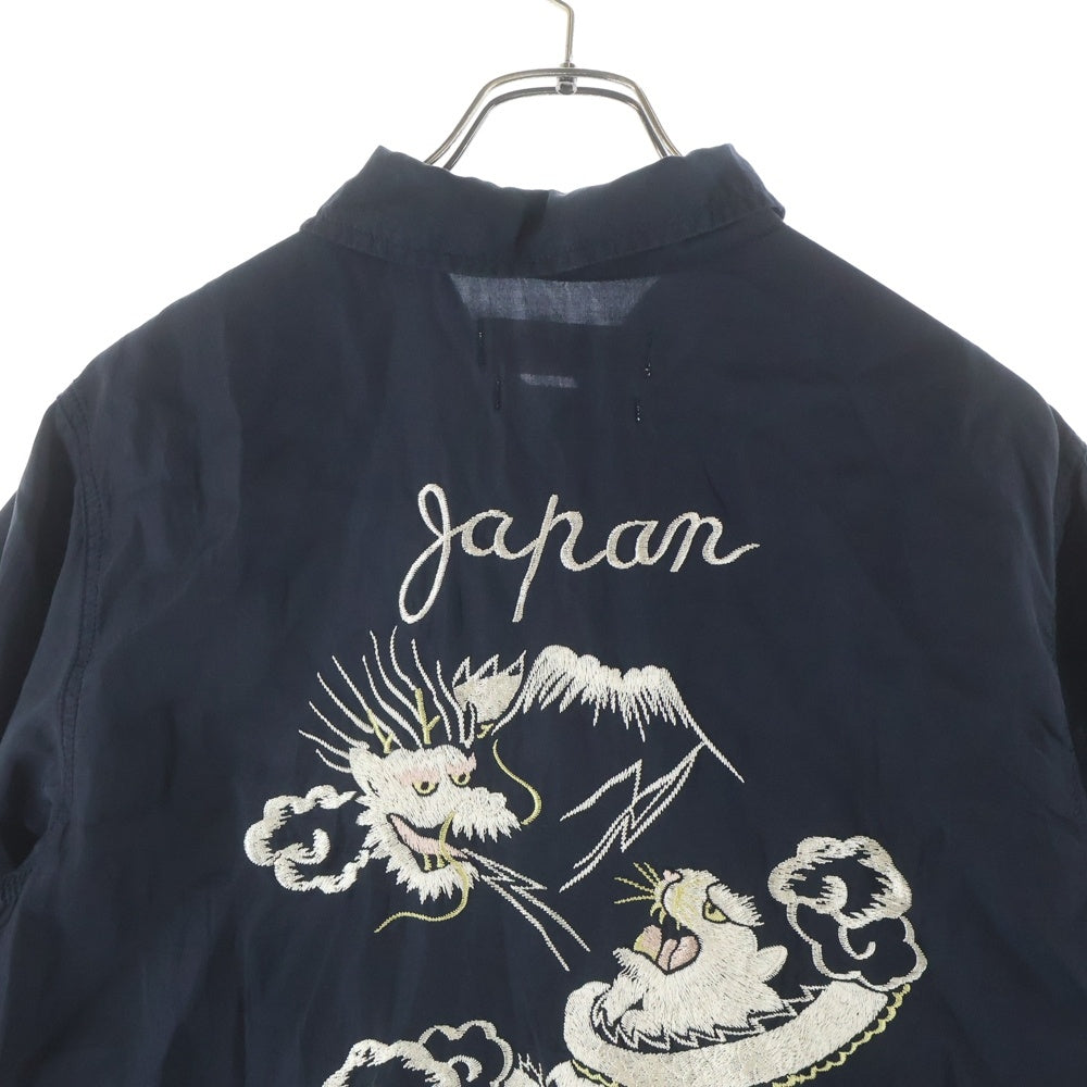 REMI RELIEF(レミ レリーフ) 25SS レーヨンフィブリルツイル 龍虎刺繍 半袖シャツ ブラック