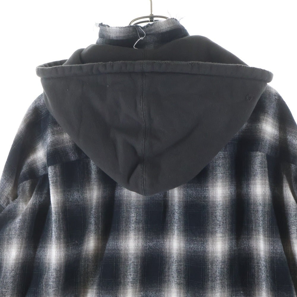 MAISON MIHARAYASUHIRO(メゾンミハラヤスヒロ) 24AW SWEAT HOODIE L/S SHIRTS スウェット フーディー チェックシャツ ブラック/ホワイト J13SH182
