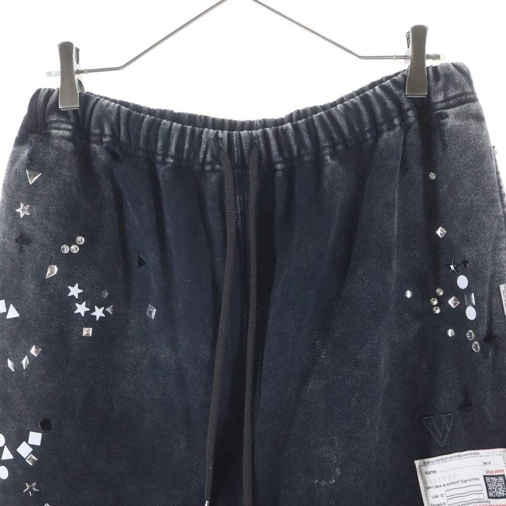 MAISON MIHARAYASUHIRO(メゾンミハラヤスヒロ) 25AW Embellished Bleached Pants エンベリッシュド ブリーチド スウェットパンツ ブラック A15PT563